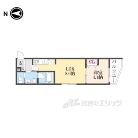 ALEGRIA大津(1LDK/2階)の間取り写真