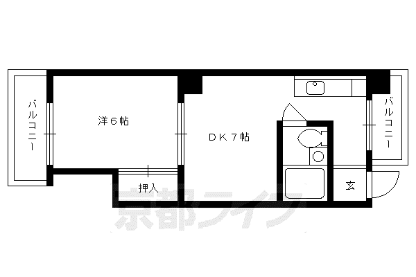 小川ハイツ(1DK/3階)の間取り写真