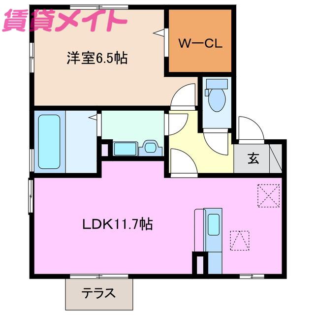 リビングタウン阿倉川L(1LDK/1階)の間取り写真