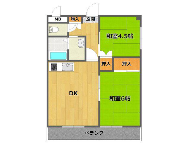 ドルチェK&Y(2DK/3階)の間取り写真