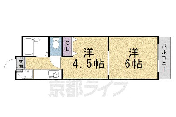 REQUIE紫竹(2K/3階)の間取り写真