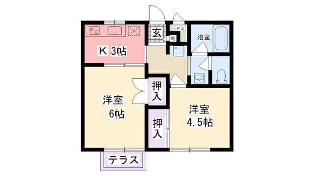 パークサイドハウスI(2K/1階)の間取り写真