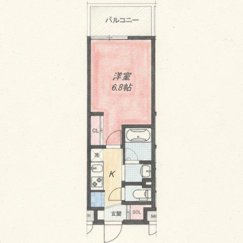 LUXE新大阪Ⅵ(1K/6階)の間取り写真