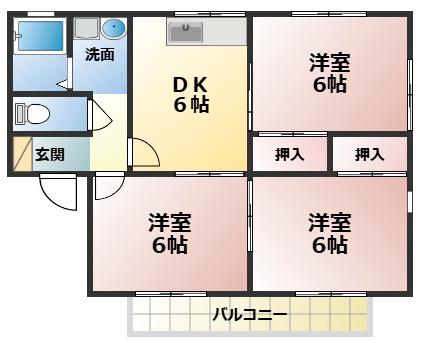 セジュール相生(3DK/2階)の間取り写真
