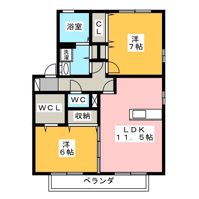 セジュール サンピアA B C(2LDK/1階)の間取り写真