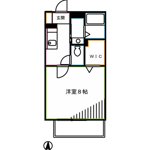 ローズベリーB(1K/1階)の間取り写真