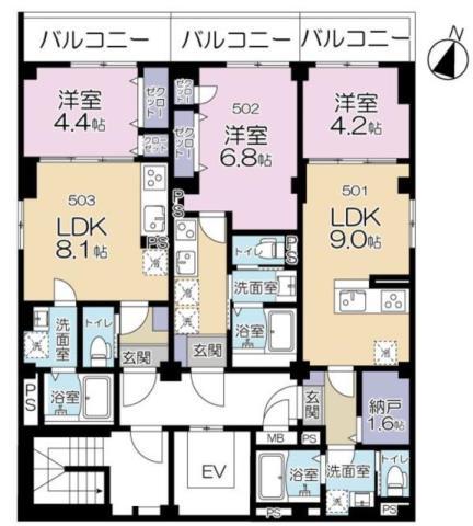 MAISON FUTABA(1LDK/5階)の間取り写真