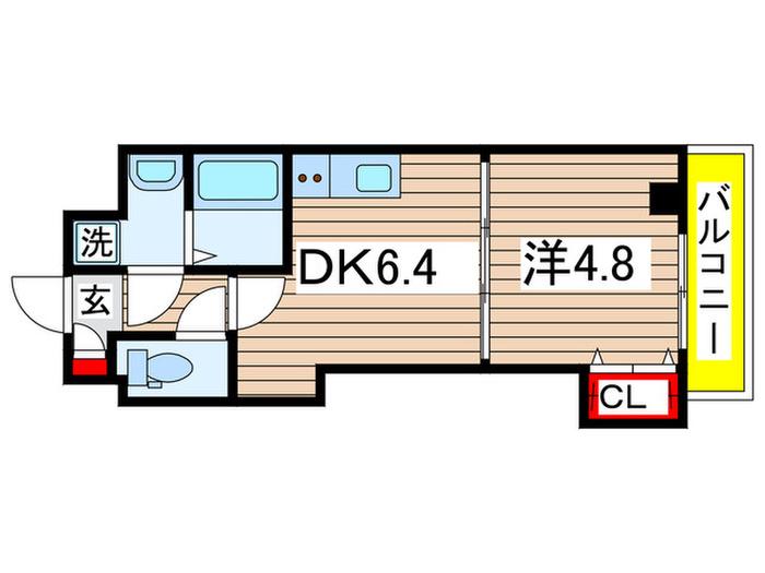 エスペラント(1DK/4階)の間取り写真