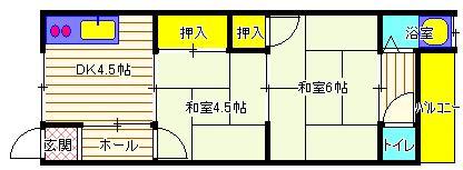 神和荘(2DK/1階)の間取り写真