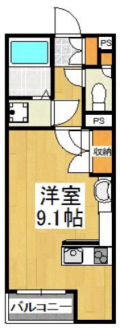 ミランダベル エスポワール秋津(ワンルーム/2階)の間取り写真