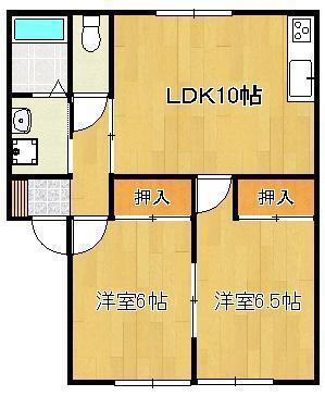 フォーレスト頓野(2LDK/2階)の間取り写真