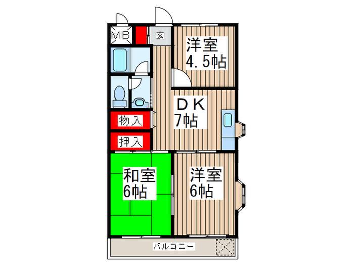 ハピネスマンション(3DK/3階)の間取り写真