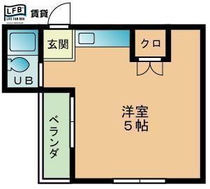 イーグルビル(ワンルーム/2階)の間取り写真