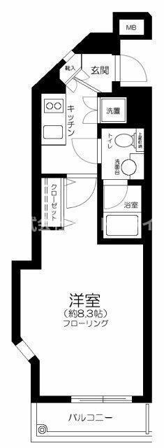 プレール・ドゥーク西新宿II(1K/3階)の間取り写真