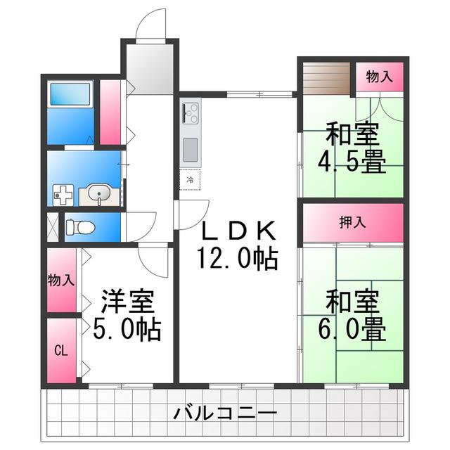 ソルレヴェンテ平岡(3LDK/1階)の間取り写真