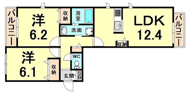 シャーメゾンみやび(2LDK/3階)の間取り写真