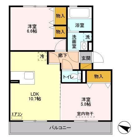 ボヌールおおたかの森I(2LDK/2階)の間取り写真