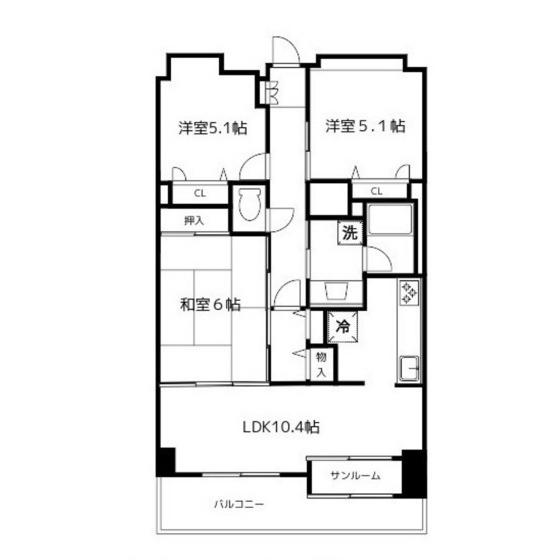 エグゼ富山(3LDK/8階)の間取り写真