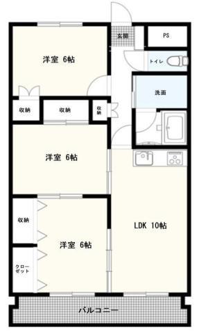 ANEX北浜(3LDK/3階)の間取り写真