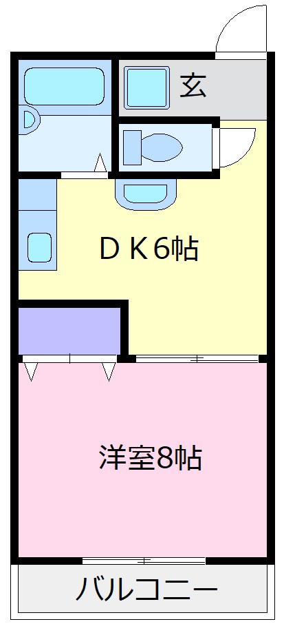 アンビエンテ茱萸木(1DK/2階)の間取り写真