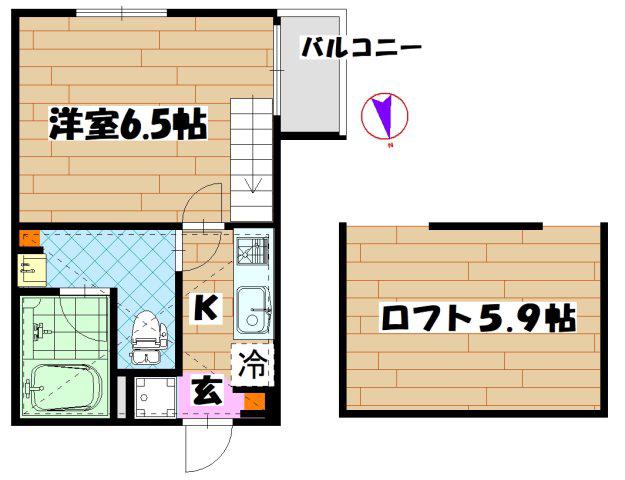 シャトレ生田緑地(1K/2階)の間取り写真
