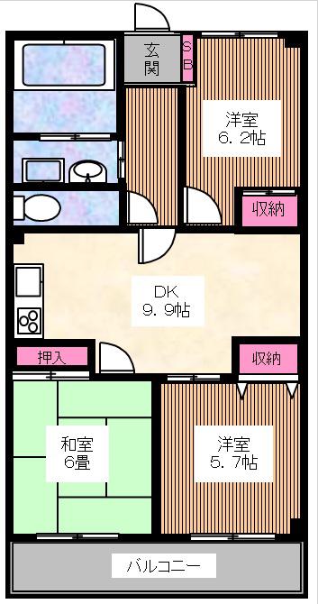 ミレニアム中十条(3DK/2階)の間取り写真