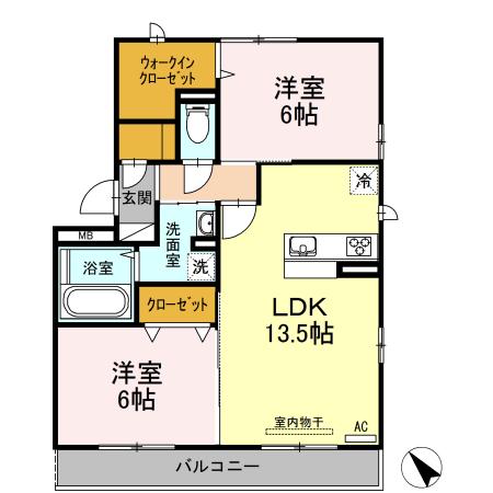 プランドール(2LDK/3階)の間取り写真
