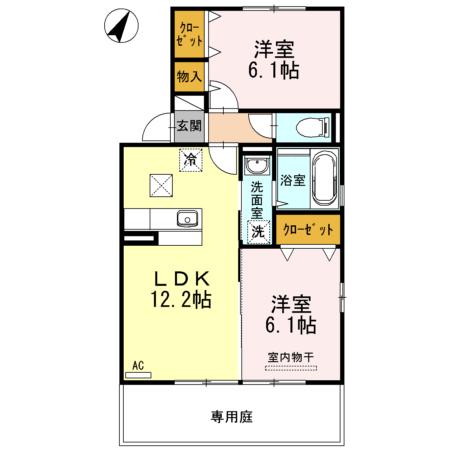 ボヌール(2LDK/1階)の間取り写真