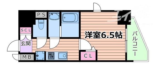 サンメゾンXV(1K/6階)の間取り写真