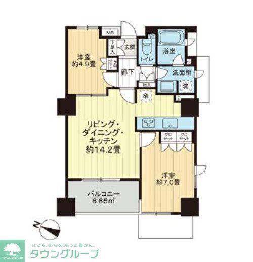 アトラス雑司が谷(2LDK/7階)の間取り写真