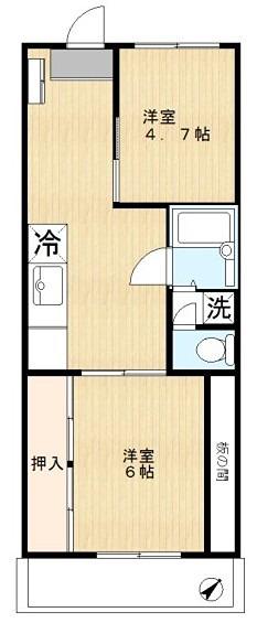 ベクエーム戸田(2K/1階)の間取り写真