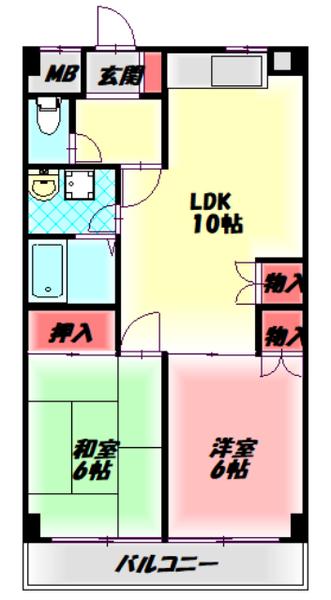 コーポグランディール(2LDK/1階)の間取り写真