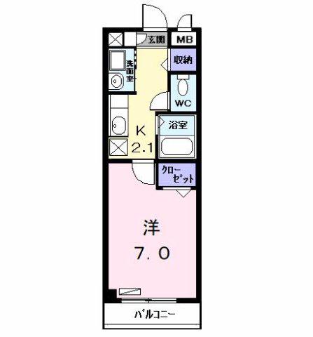 フィオーレ(1K/2階)の間取り写真