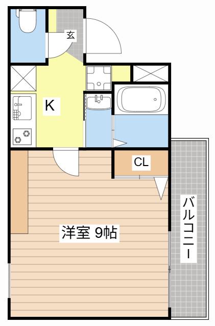アークリード石山寺(1K/1階)の間取り写真