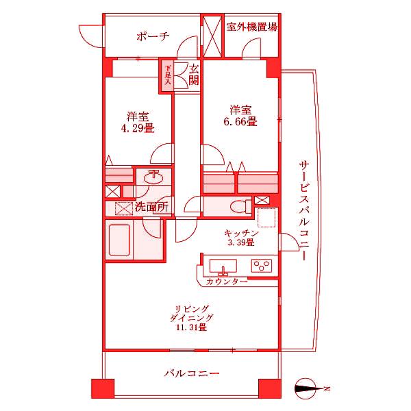 ヒルクレスト妙蓮寺(2LDK/2階)の間取り写真