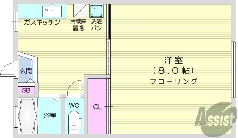 コーポ高昌第2(1K/1階)の間取り写真