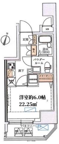 SHOKEN RESIDENCE 横浜阪東橋(1K/4階)の間取り写真