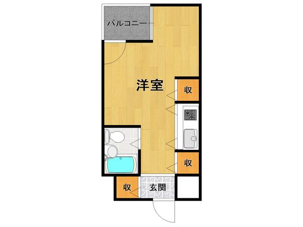 コメットマンションA(ワンルーム/12階)の間取り写真