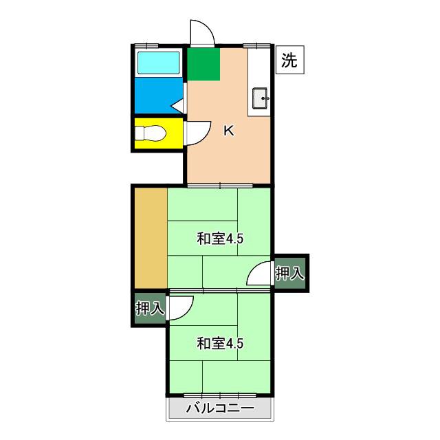 マンション緑(2K/3階)の間取り写真