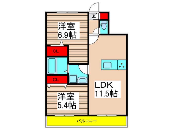 メゾンボヌール(2LDK/1階)の間取り写真