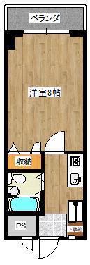 ドミールIISS(1K/2階)の間取り写真