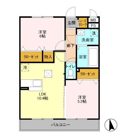 テラスガーデン(2LDK/1階)の間取り写真