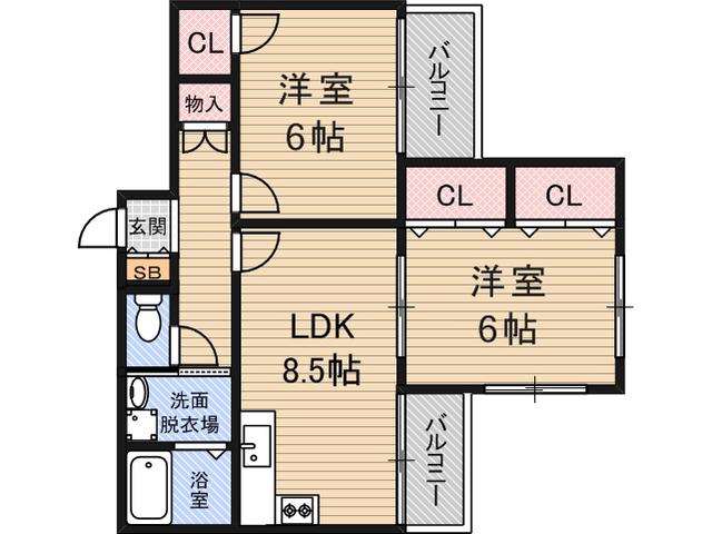 シェリール木村PART2(2LDK/3階)の間取り写真