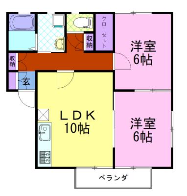 サンパレスD (2LDK/1階)の間取り写真