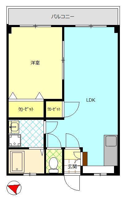 ミカナハイム(1LDK/4階)の間取り写真