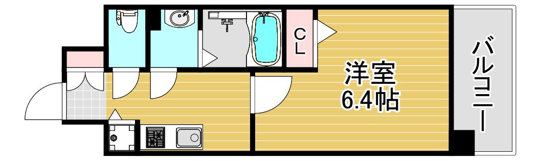 エスリード大阪STATION(1K/2階)の間取り写真