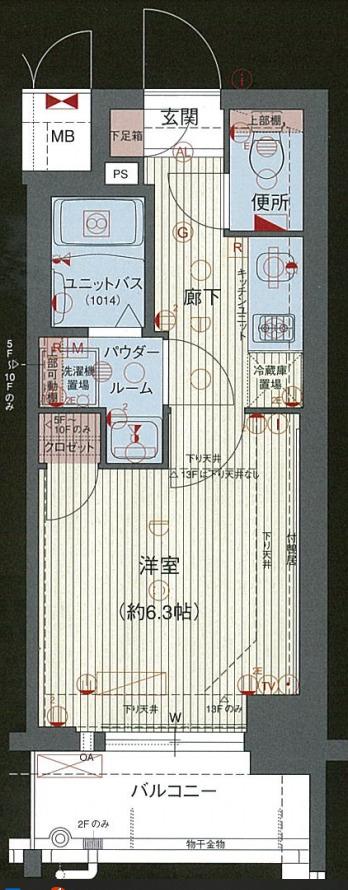 プレサンス天満ステーションフロント(1K/10階)の間取り写真