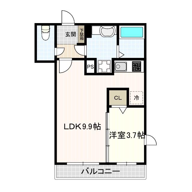 アルモ井の頭(1LDK/2階)の間取り写真