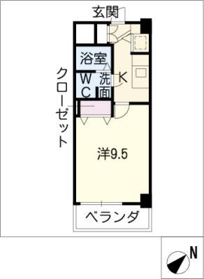 アーク徳重(1K/4階)の間取り写真