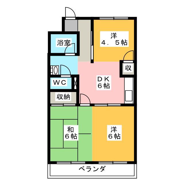 高台グランドハイツ(3DK/1階)の間取り写真